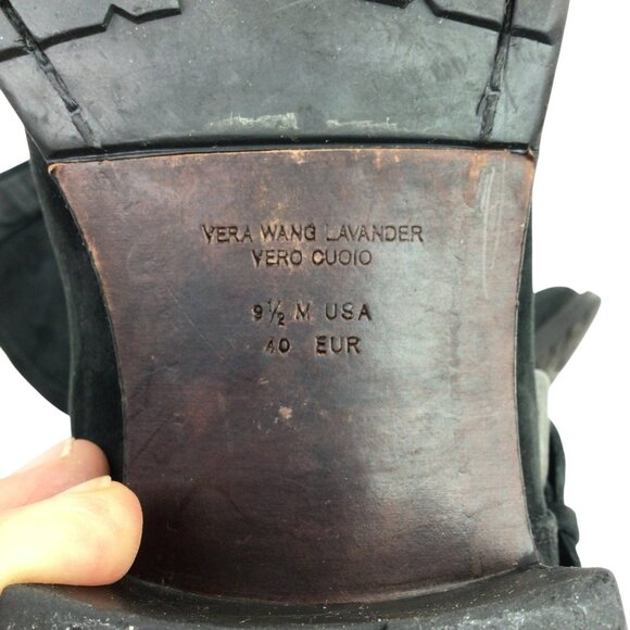 Vera Wang Lavender Uma Embellished Combat Moto Leather Mid-Calf Boots Womens 9.5 - Picture 12 of 14